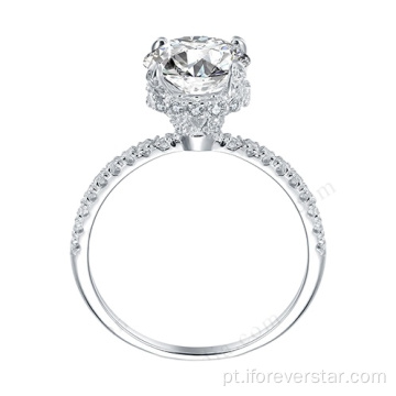 Novo design branco moissanite diamante anel noivado